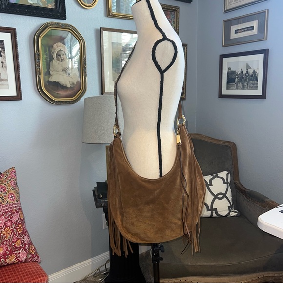 Michael Kors Suede Handbag Brown western Fringe Hobo Shoulder Boho Purse - Picture 16 of 16